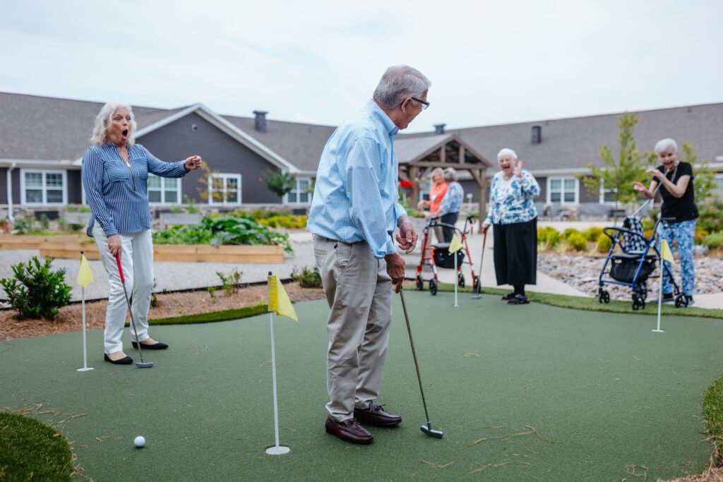Group of seniors playing golf